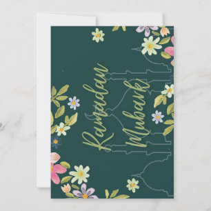 Ramadan mubark green and flower card