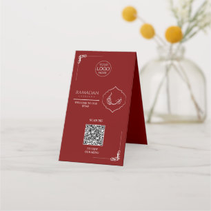 Ramadan QR Code Table Tent Card   Red Iftar Menu S