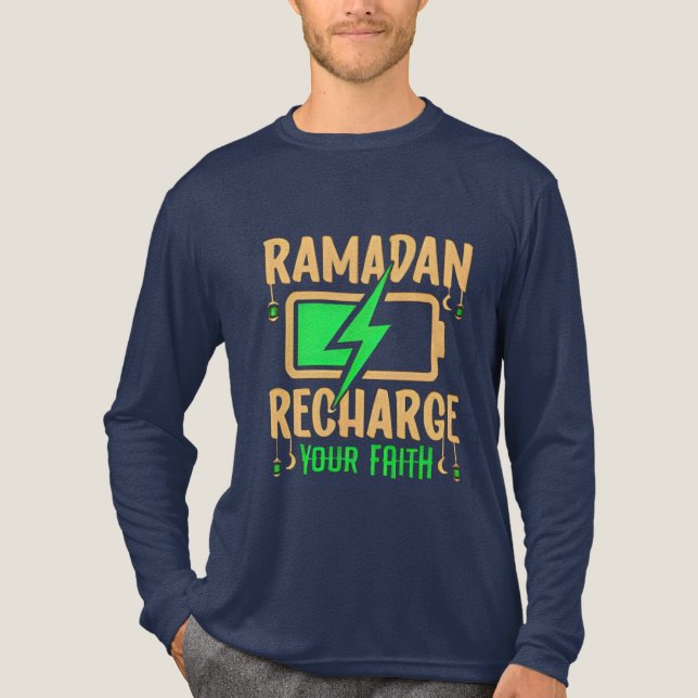 Ramadan Recharge Your Faith Battery Tri-Blend Shirt (Front)
