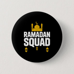 Ramadan squad gold islamic mosque lantern design 6 cm round badge