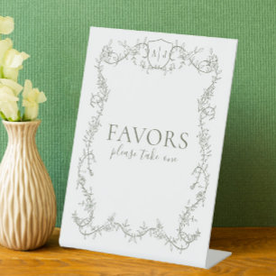Rambling Rose Botanical Wedding Favour Table Pedestal Sign