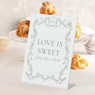 Rambling Rose Botanical Wedding Love is Sweet Pedestal Sign