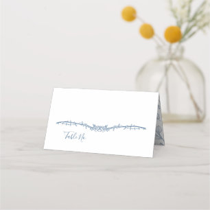 Rambling Rose Steel Blue Floral Wedding Place Card