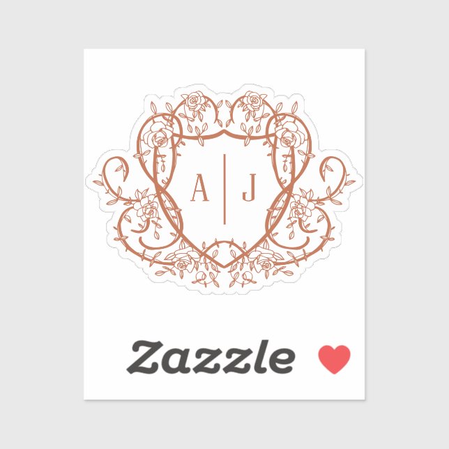 Rambling Rose Terracotta Monogram Crest Wedding (Sheet)