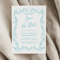 Rambling Rose Turquoise Wedding Save the Date