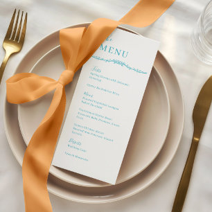 Rambling Rose Vine Turquoise Crest Wedding Dinner Menu