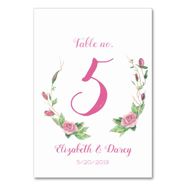 Rambling Rose Wreath Table Number (Front)