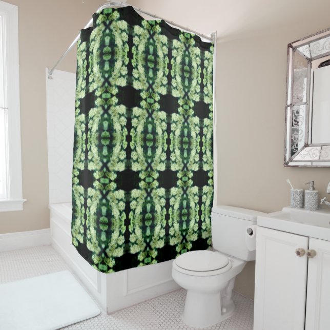 Rambling Wild White Roses Abstract Pattern Shower Curtain (In Situ)