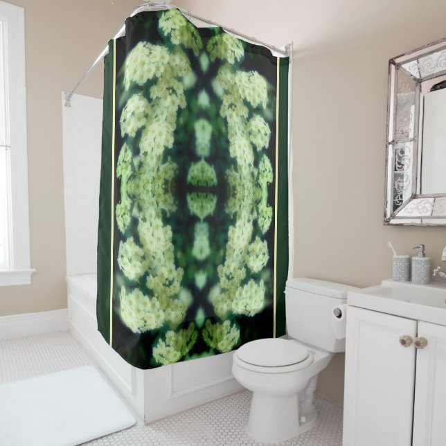 Rambling Wild White Roses Abstract Shower Curtain (In Situ)
