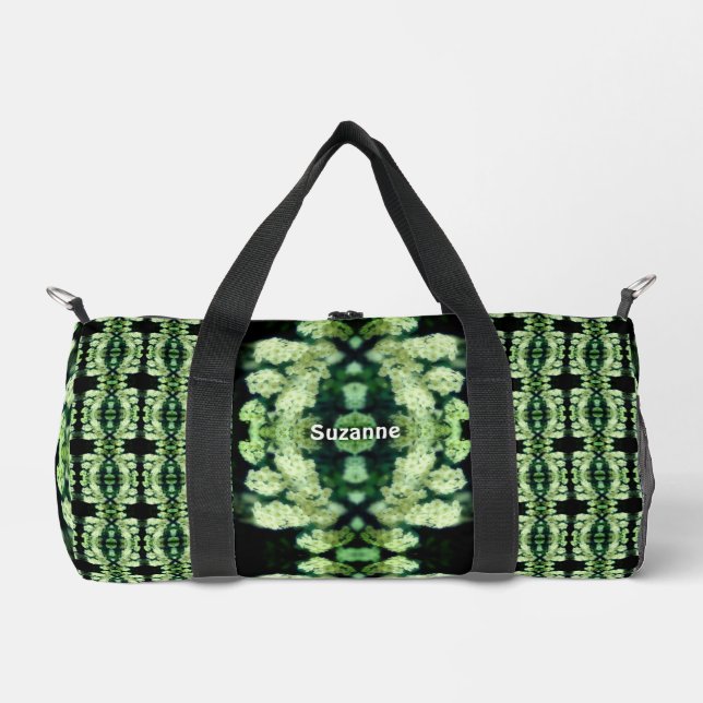 Rambling Wild White Roses Pattern Personalised Duffle Bag (Front)