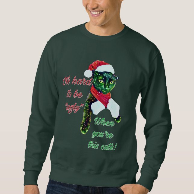 Rambo's "Ugly Christmas Sweater" Holiday Cat Men's Sweatshirt (Front)