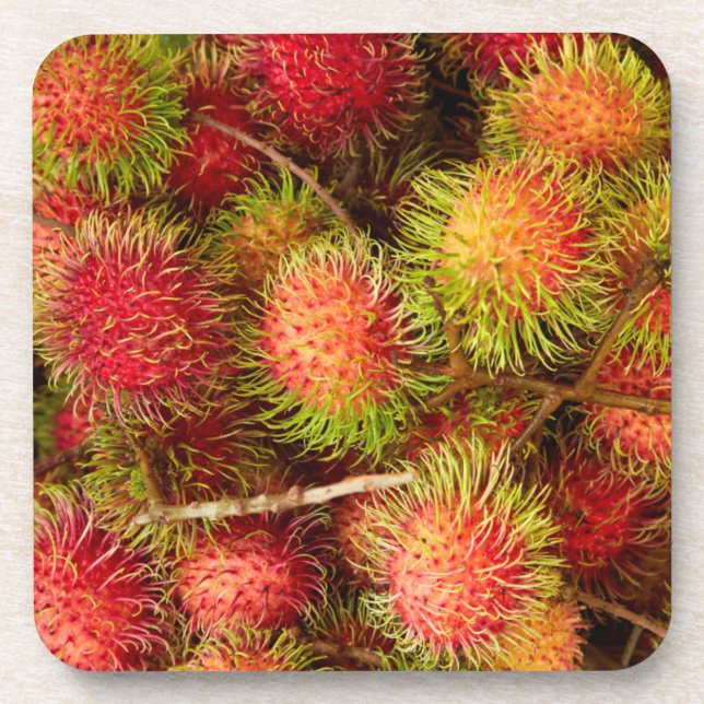 Rambutan Fruit at Can Duoc Market Coaster (Front)