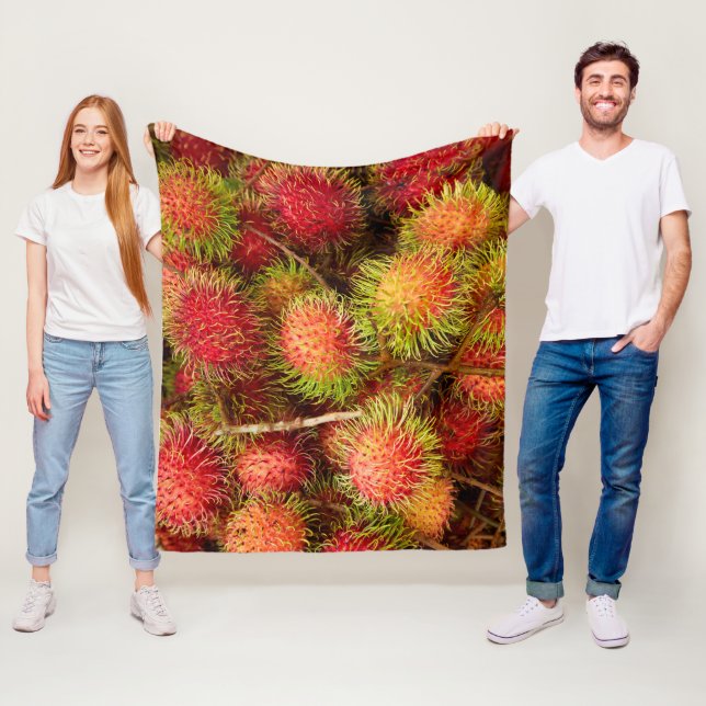 Rambutan Fruit at Can Duoc Market Fleece Blanket (In Situ)