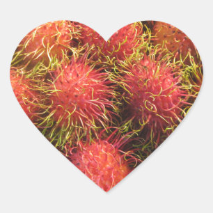 Rambutan Tropical Fruit Heart Sticker