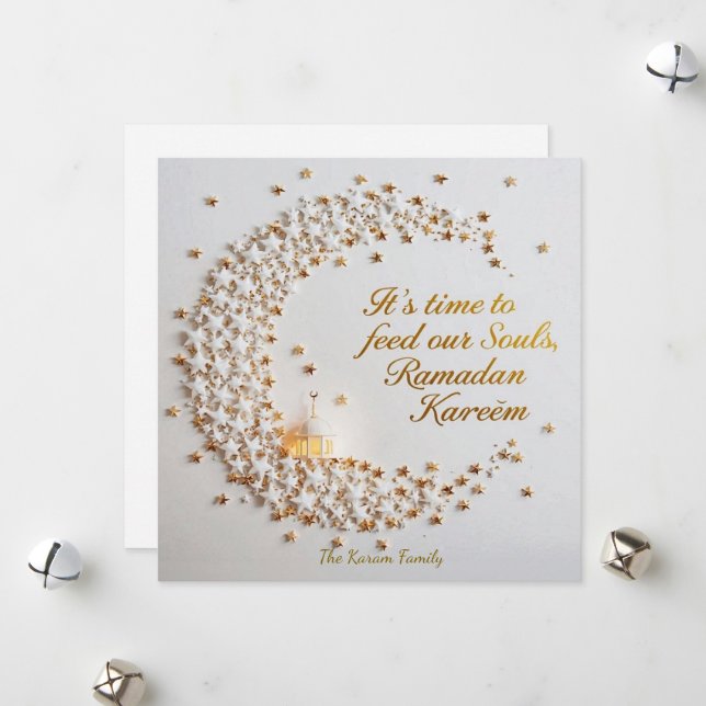 Ramdan Kareem Personalized Holiday  Hilal Card (Front/Back In Situ)