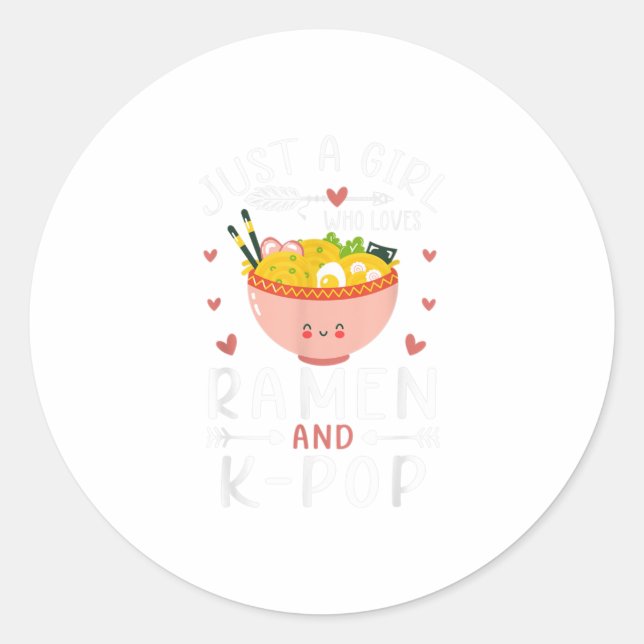 Ramen And KPop Anime Gifts for Teen Gir Classic Round Sticker (Front)