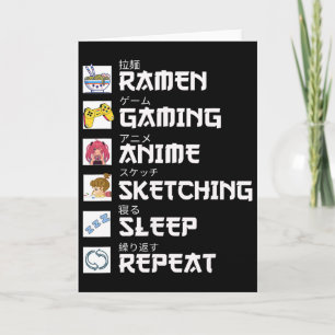 Ramen Anime Gaming Repeat Otaku Anime Manga Video Card