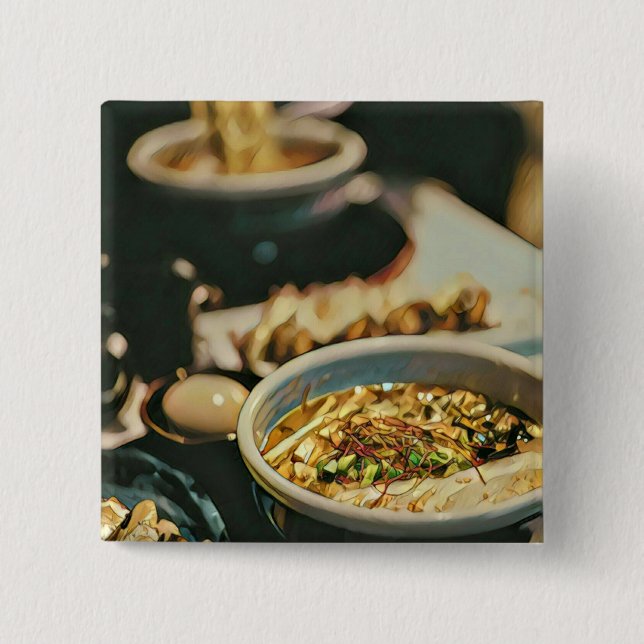 Ramen artwork 15 cm square badge (Front)