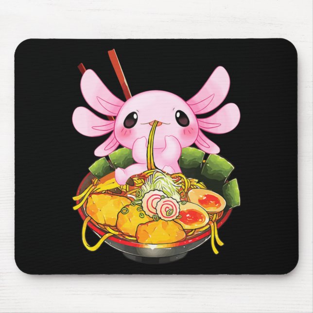Ramen Axolotl Kawaii Anime Japanese Food Gift Girl Mouse Pad (Front)
