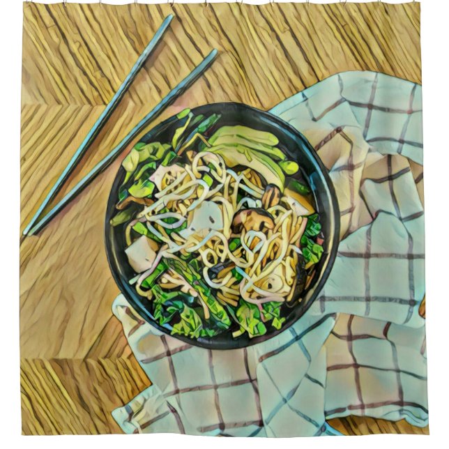 Ramen birthday gift shower curtain (Front)
