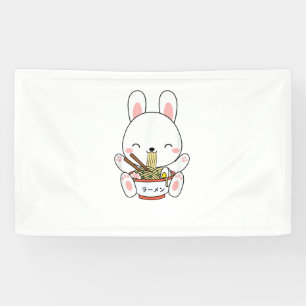 Ramen Bunny Bowl for Kawaii Ramen Noodle Soup Love Banner