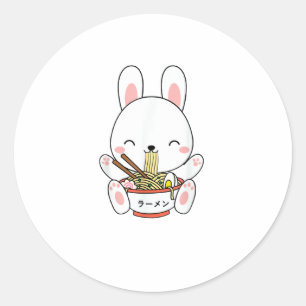 Ramen Bunny Bowl for Kawaii Ramen Noodle Soup Love Classic Round Sticker