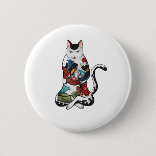 ramen cat 6 cm round badge
