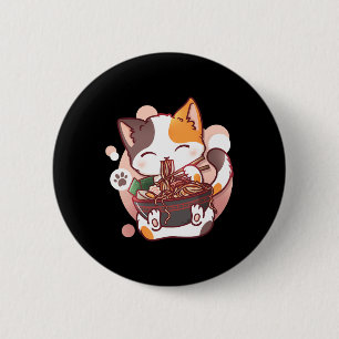 Ramen Cat Anime Bowl Kawaii Neko Japanese  6 Cm Round Badge