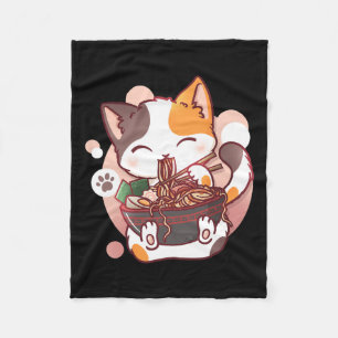 Ramen Cat Anime Bowl Kawaii Neko Japanese Fleece Blanket