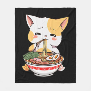 Ramen Cat Anime Bowl Kawaii Neko Japanese Kids Gir Fleece Blanket