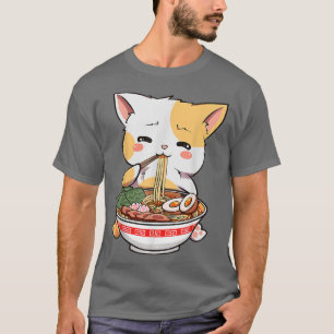 Ramen Cat Anime Bowl Kawaii Neko Japanese Kids Gir T-Shirt