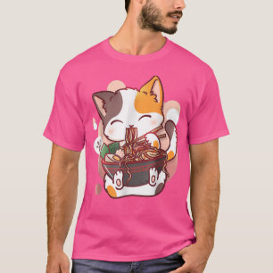 Ramen Cat Anime Bowl Kawaii Neko Japanese  T-Shirt