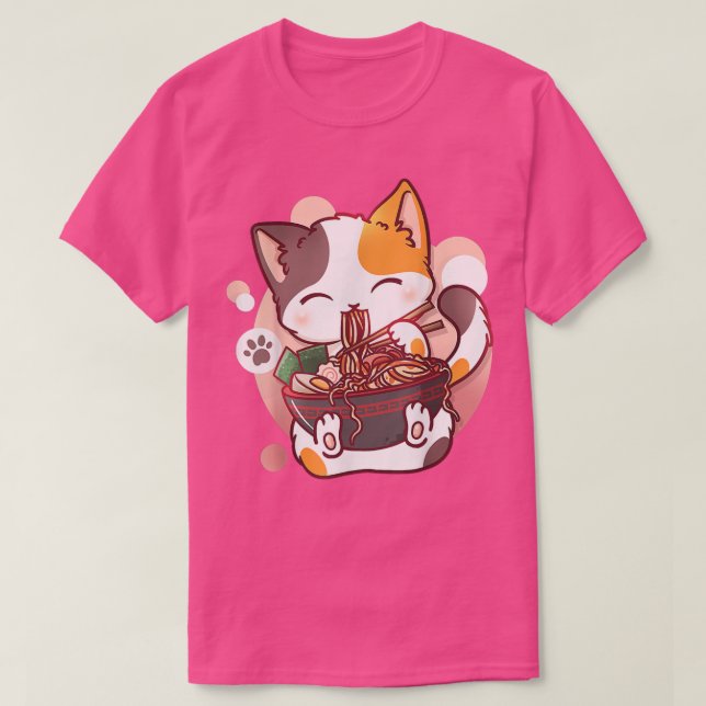 Ramen Cat Anime Bowl Kawaii Neko Japanese  T-Shirt (Design Front)