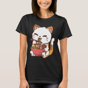 Ramen Cat Anime Kawaii Cat Eating Ramen  T-Shirt