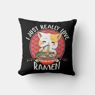 Ramen Cat Anime Kawaii Japanese Gift Girls Officia Cushion