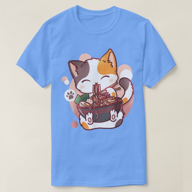 Ramen Cat Anime Kawaii Neko Japanese Kids Boys Gir T-Shirt (Design Front)