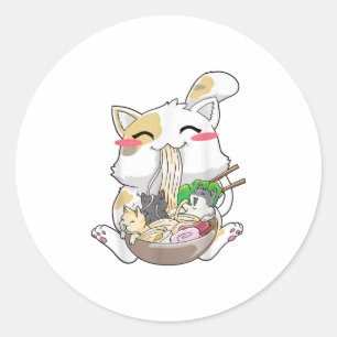 Ramen Cat Anime Kawaii Neko Ramen Bowl Classic Round Sticker