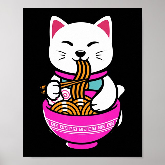 Ramen Cat Anime Neko Gift Kawaii  Poster (Front)