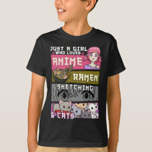 Ramen Cat Anime Sketching Just A Girl Who Loves T-Shirt
