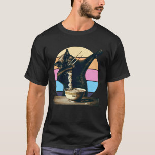 Ramen Cat Dabbing On Retro Sunset T-Shirt