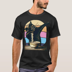 Ramen Cat Dabbing On Retro Sunset T-Shirt