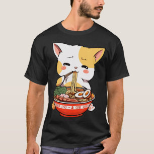 Ramen Cat Eating Noodles Kawaii Anime Merch Gift G T-Shirt