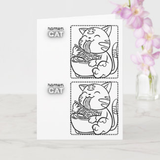 Ramen Cat Greeting Card * Colouring Page