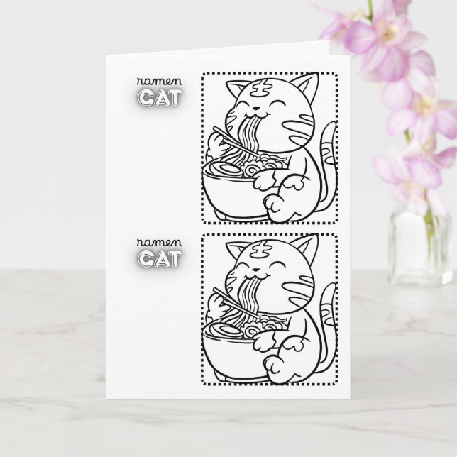 Ramen Cat Greeting Card * Colouring Page (Orchid)