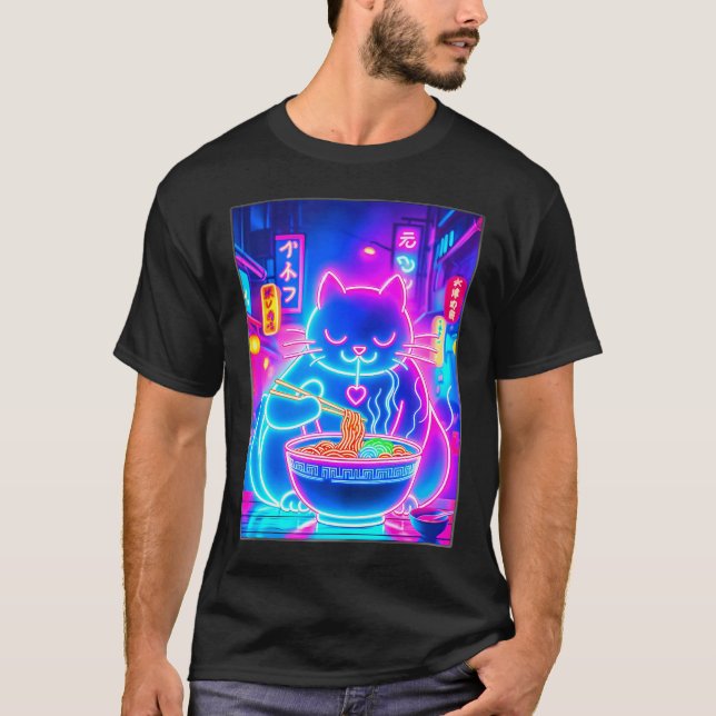 Ramen Cat Japanese Anime Noodles Aesthetic Kawaii  T-Shirt (Front)