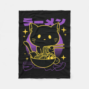 Ramen Cat Japanese Fleece Blanket
