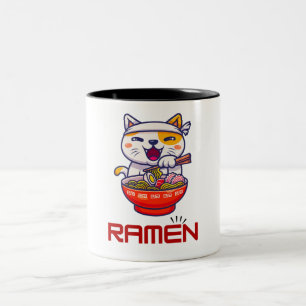 Ramen Cat Kawaii Anime Cat Ramen Lover Kawaii Two-Tone Coffee Mug