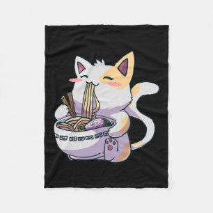Ramen Cat Kawaii Anime Japanese Kawaii Neko  Fleece Blanket