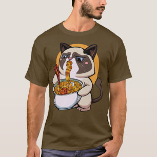 Ramen Cat Kawaii Fan Anime Japanese Noodles Asia L T-Shirt