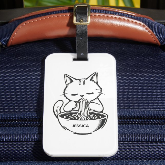 Ramen Cat – Kawaii Japanese Anime Personalized Luggage Tag (Front Insitu 2)